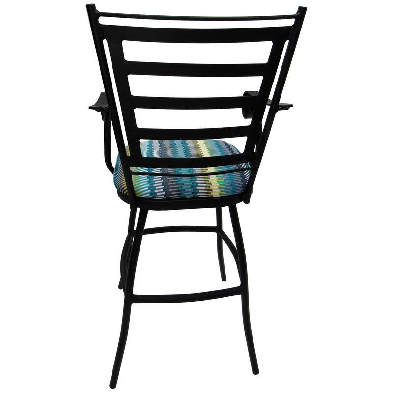Outdoor Patio Bar Pub Set - 30" Jenna Stools - Black Frame - 36" Table