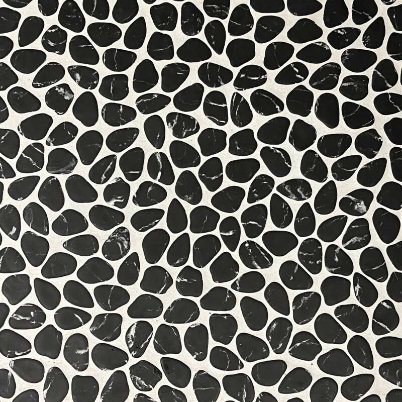 Recycled Cenote Pebble 13x13 Charcoal Matte Glass Mosaic Tile - Floor, Wall & Backsplash