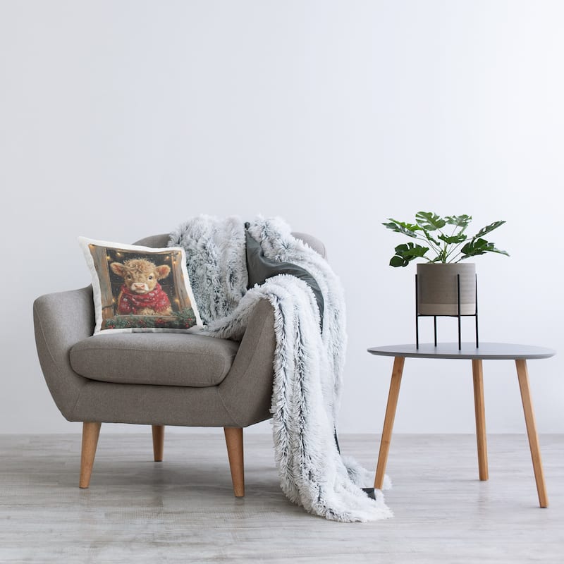 Stupell Calf with Holly & Lights Garland Decorative Printed Throw Pillow Design by Riley B