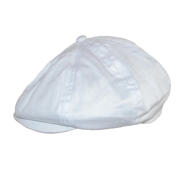 Dorfman Pacific Men's Cotton White 8/4 Newsboy Cabbie Cap