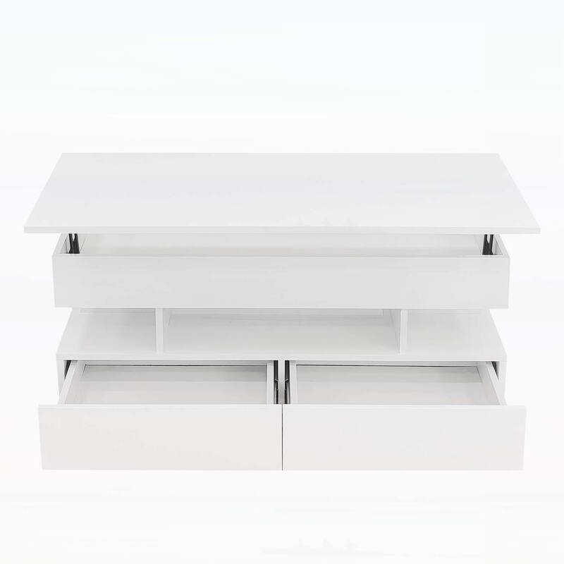 Multi-Functional Lift-Top Coffee Table with 2 Drawers,with High-Gloss Finish for Living Room