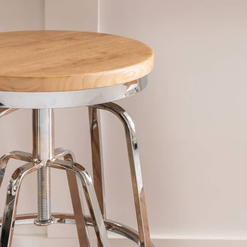Aimes Wood and Metal 25-29 Inch Adjustable Stool