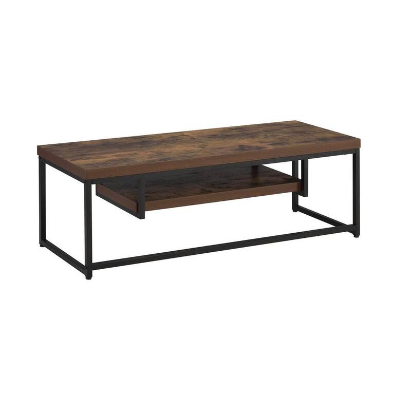 Oak 47" Industrial TV Stand with Storage Shelf & Metal Legs for Living Room