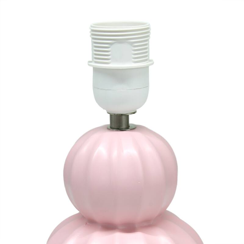 Double Gourd Ceramic Table Lamp with Fabric Shade - 6 x 6 x 13 in. (L x W x H)