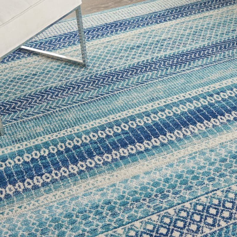 Nourison Passion Indigo Blue Coastal Geometric Area Rug