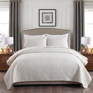 Embossed Reversible Bedspread Coverlet Quilt Set Queen White Coin - Bed ...