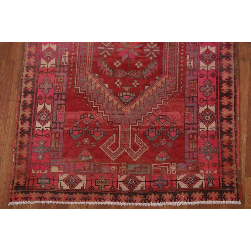 Ardebil Persian Vintage Runner Rug Handmade Hallway Wool Carpet - 3'6" x 10'3"