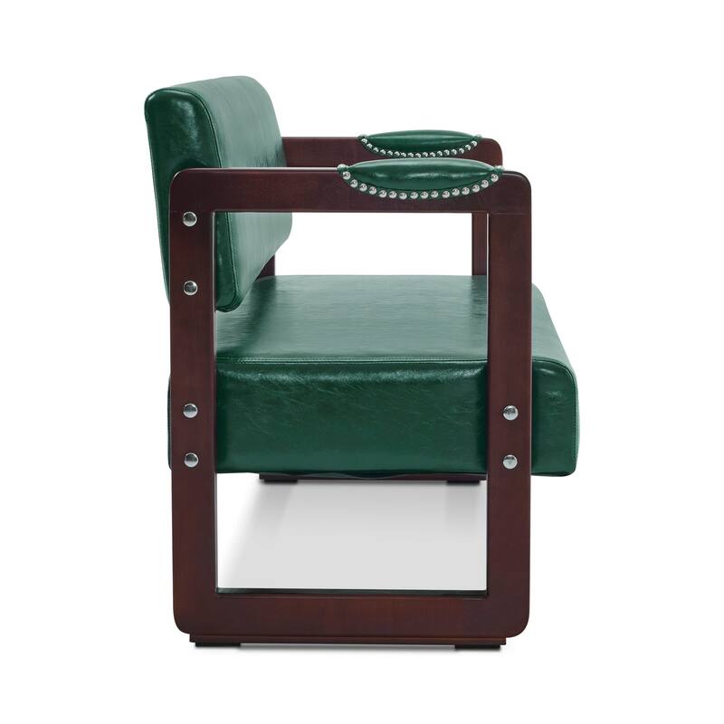 BarberPub Upholstered Waiting Room Chairs, Bench with Backrest, Faux Leather Armed Bench - 23"D x 61.2"W x 29.9"H