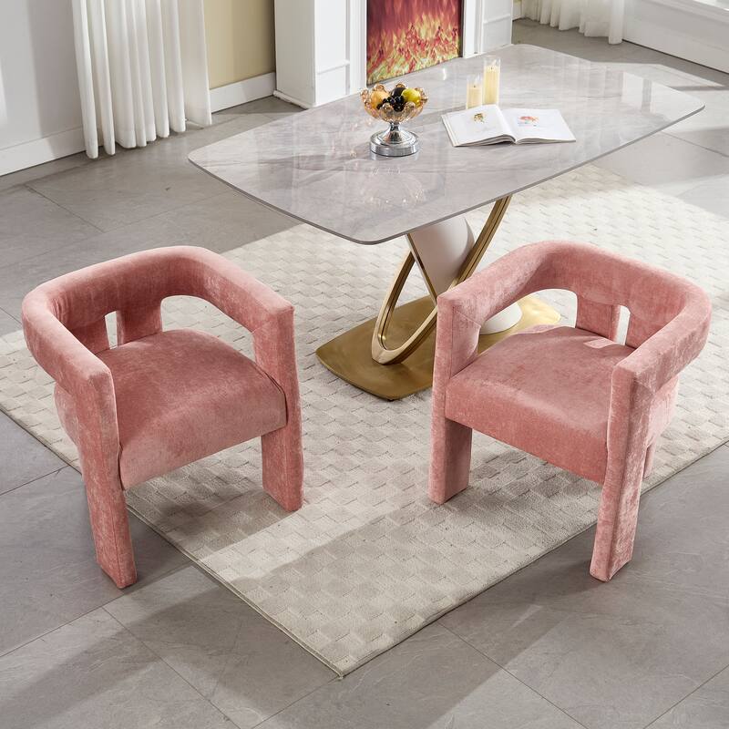 Pink Barrel Chair Side Chair Accent Chair Set of 2, Modern Reading Chair Beige Reception Chair Kitchen Chair