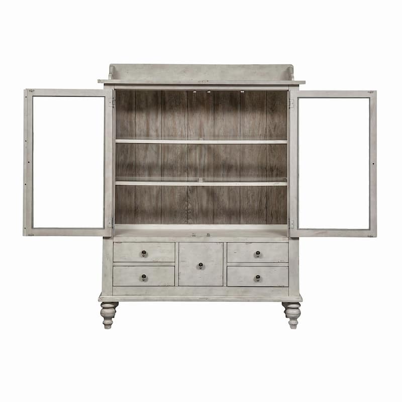 Whitney Antique Linen Weathered Grey Display Cabinet
