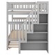 preview thumbnail 12 of 26, Full over Full Wooden Bunk Bed with Trundle and Storage Staircase,Classic Design