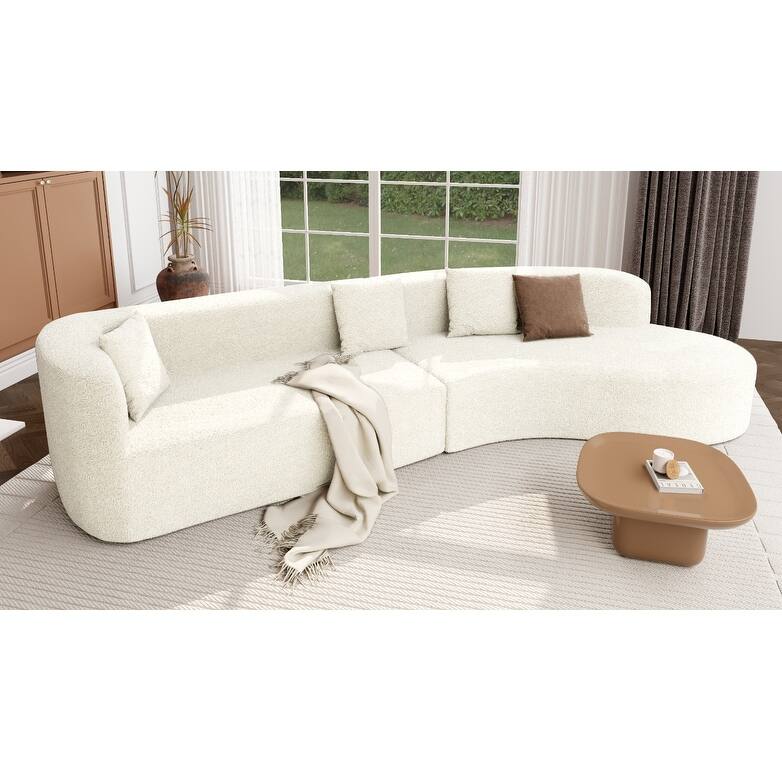 Curved Sectional Sofa, 2 Piece Chenille Modular Couch with 4 Pillows