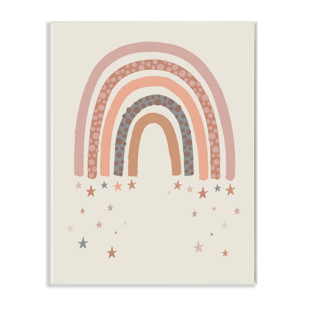 Stupell Desert Rainbow Falling Stars Beige Pink Wall Plaque Art Design By Lisa Whitebutton