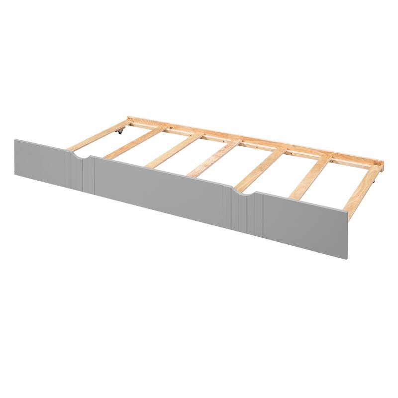 Pine Wood Daybed Frame with Twin Size Trundle, Headboard and Footboard