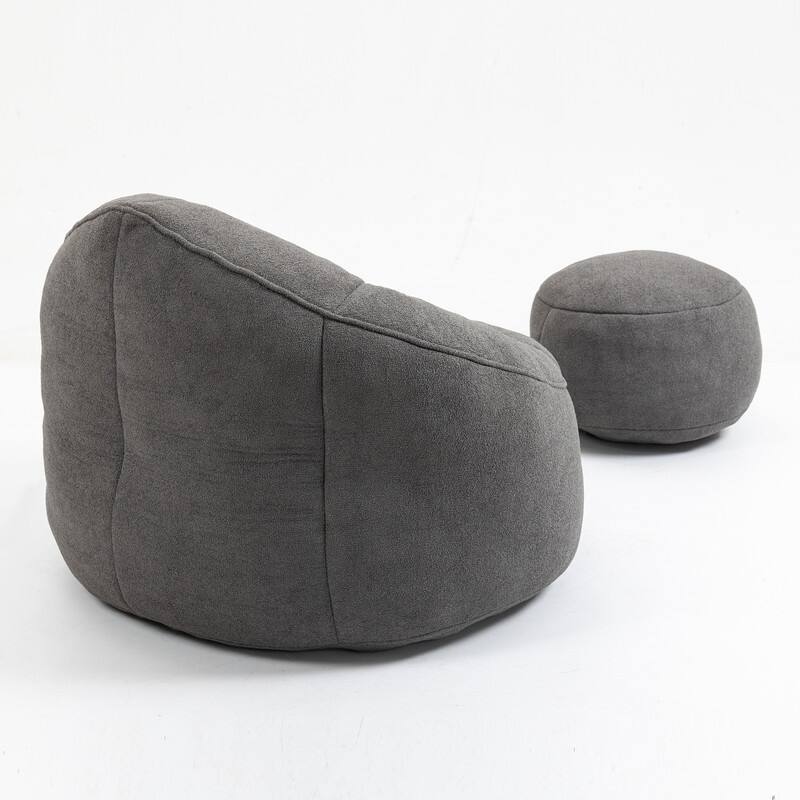 Compressed Foam Bean Bag Chair with Footrest - Plush Lounger for Modern Living Spaces