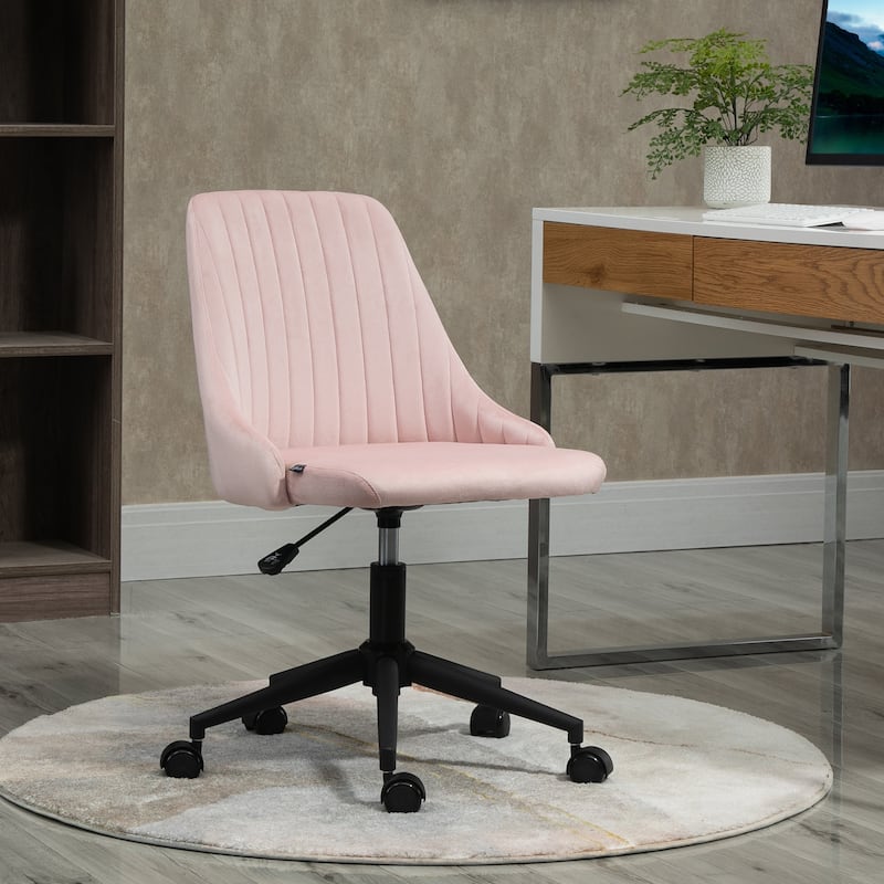 Mid-Back Office Chair, Velvet Fabric Swivel Scallop Shape Computer Desk Chair for Home Office or Bedroom