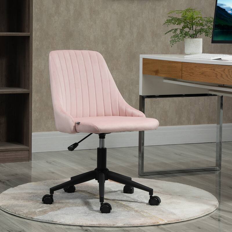 Stylish Mid-Back Velvet Office Chair with Adjustable Height, Soft Padding, and Scallop Shape for Home Office Use