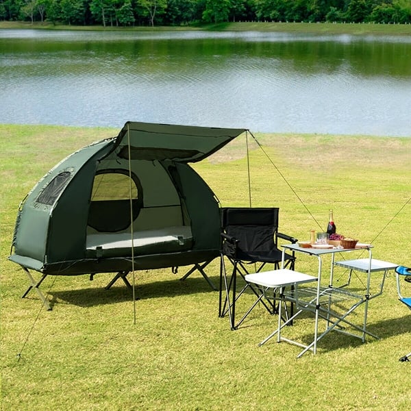 Moedig Publiciteit Verloren 2-Person Compact Portable Pop-Up Tent Air Mattress & Sleeping Bag - 76" x  57" x 71" (L x W x H) - Overstock - 31689265