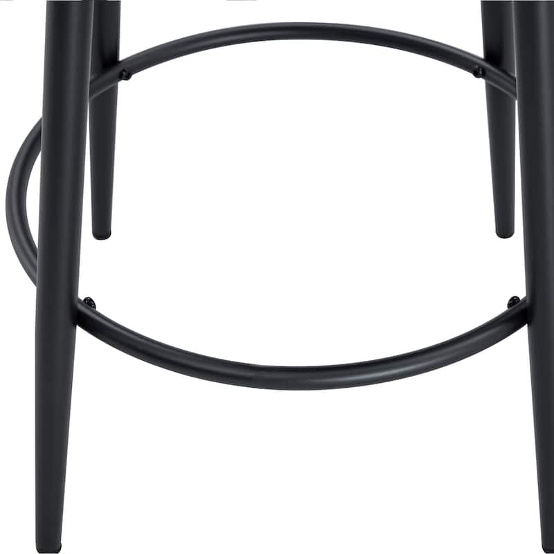 Counter Height Bar Stools Set of 2, Fabric Upholstered Bar Stools with Open Back, Kitchen Island Chairs with Footstool