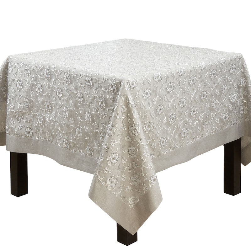 Embroidered Tablecloth With Floral Design