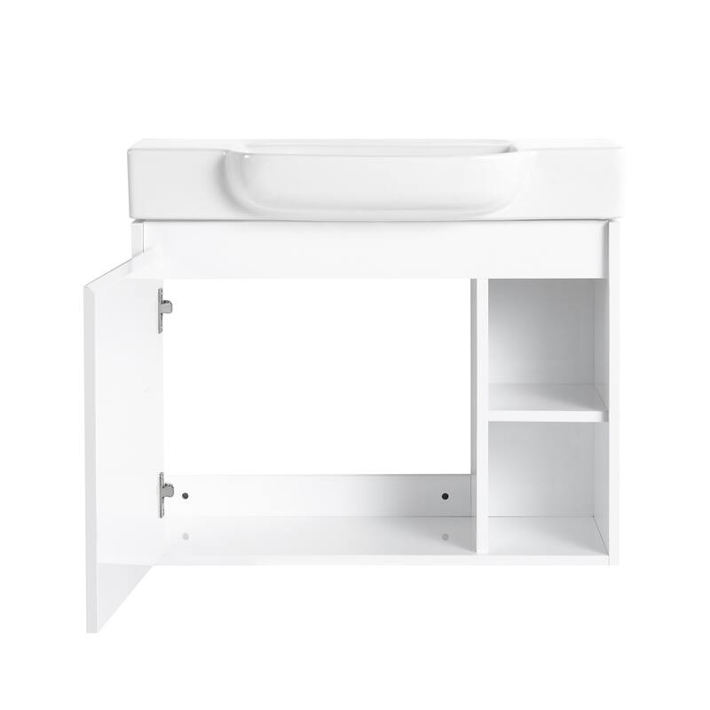 Bathroom Vanity With Sink In 24/28 Inch, Floating Bathroom Vanity With Soft Close Door