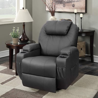 Furniwell Rotary Massage Heated Function Recliner PU Leather Whirl