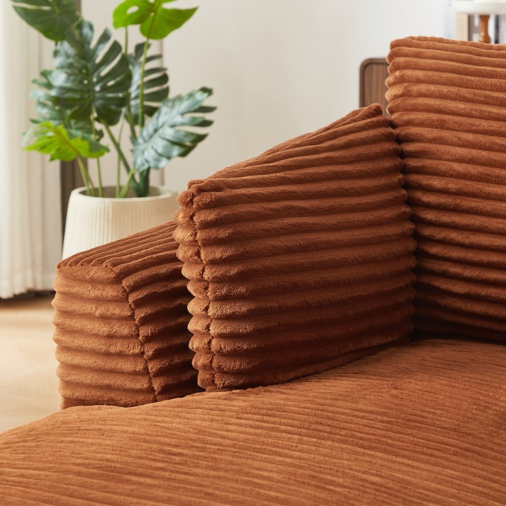 Fluffy Corduroy Sofa Armchairs Floor Accent Chair Lazy Single Chaise Lounge Comfy Sleeper Couch for Living Room with Pillows