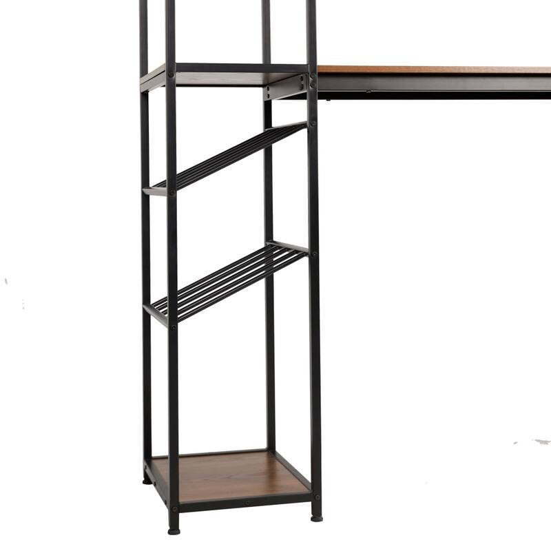 Modern Freestanding Metal Bar Table with Bottle and Stemware Storage