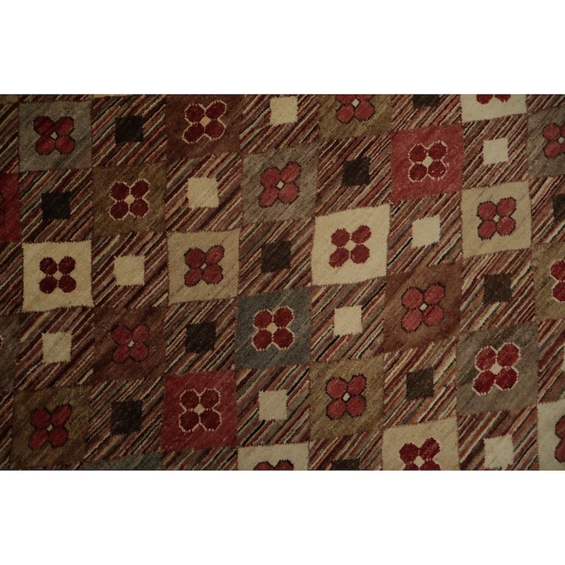 Hand Knotted Oriental 100% Wool Carpet Modern All-Over Multi-Colored Contemporary Area Rug - 9' 9'' X 6' 10''