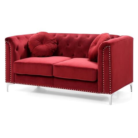 Pompano 62 in. Velvet 2-Seater Sofa with 2-Throw Pillow - 62"L x 34"W x 31"H