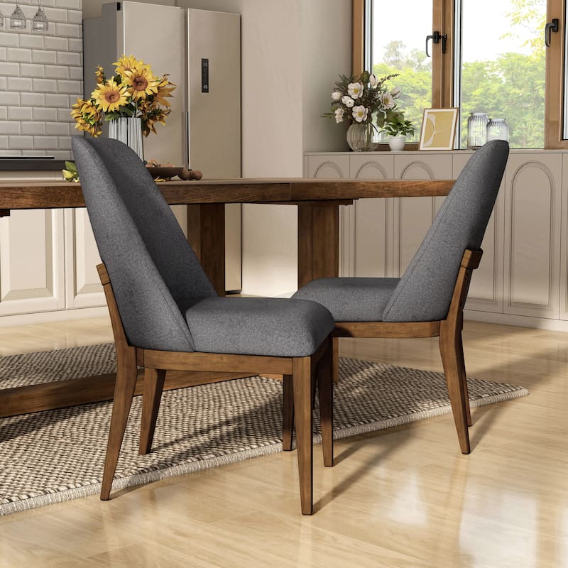 Furniture of America Leopold Rounded Solid Wood Dining Chairs (Set of 2)