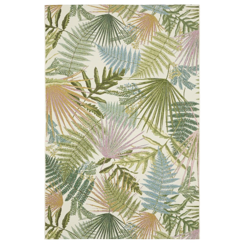 Style Haven Nova Layered Tropical Leaves Green/ Ivory Area Rug.