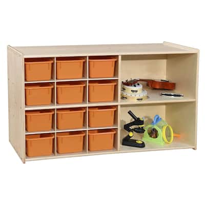 Contender Multi Storage Cabinet With 12 Orange Trays, 3 Shelves Classroom Toy and Crafts Organizer for Kids - 27.25-Inch Height