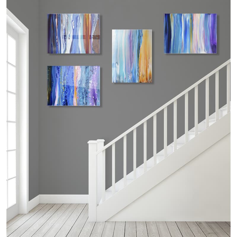 Kate and Laurel Coastal Currents Floating Acrylic Art by Xizhou Xie