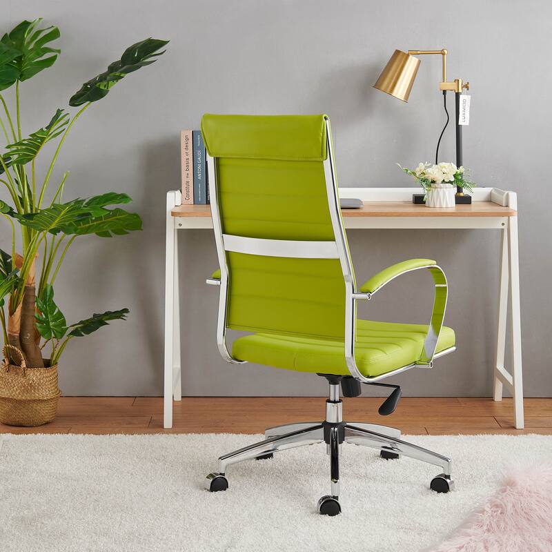 LUXMOD® Office Chair Faux Leather Silver Frame Adjustable and Swivel