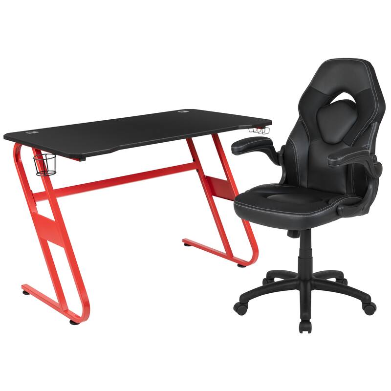 Gaming Desk and Chair Set with Cup Holder and Headphone Hook - Desk Bundle
