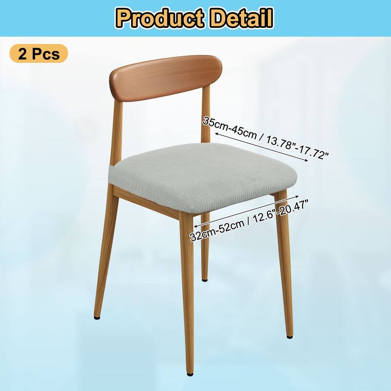Set of 2 Chair Covers for Dining Chairs, Chair Seat Slipcovers - Light Grey