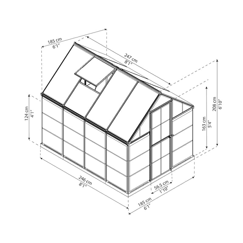Hybrid 6 ft. Gray/Clear DIY Greenhouse Kit