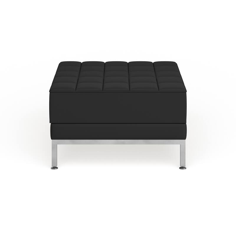 LeatherSoft Quilted Tufted Modular Ottoman with Stainless Steel Legs