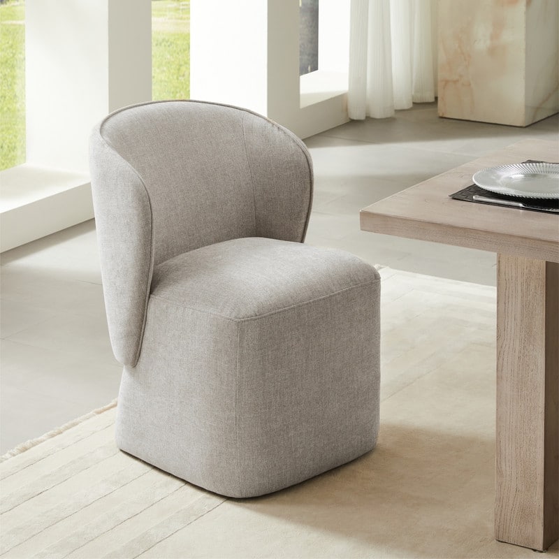 Kyle Morden Fabric Dining Room Chair with Casters Wrap-round Back