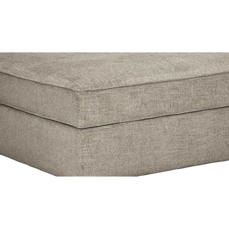 Wooden Ottoman with Hidden Storage and Tapered Block Legs, Gray