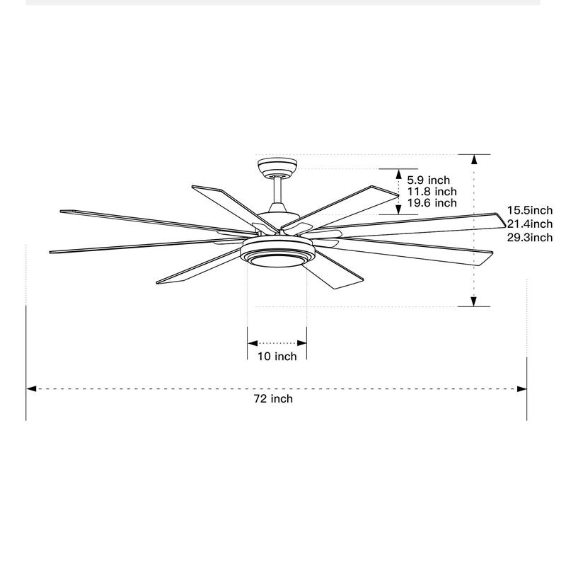 LED Matte Black Large Smart Ceiling Fan with Remote Control