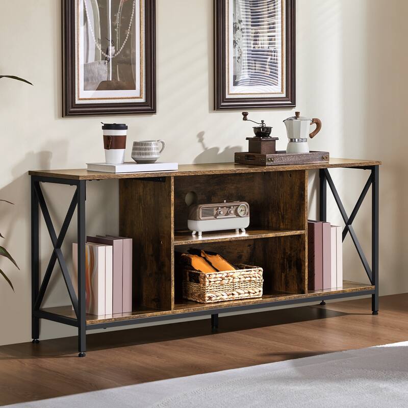 Yaheetech 55" W TV Stand TV Console Table for Living Room - Rustic Brown
