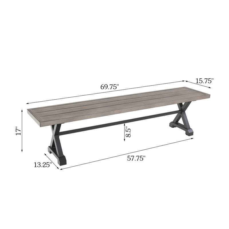 Dining Bench, Outdoor Patio Bench, Metal Benches for Garden, Porch, Backyard