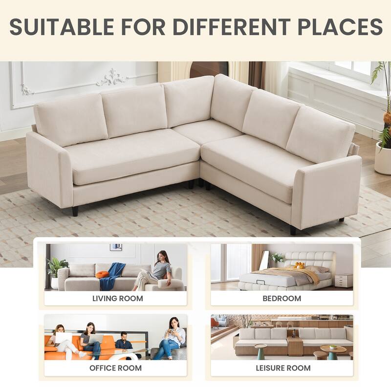 Snow Velvet Sectional Sofa