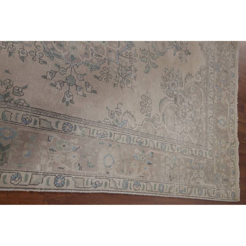 Distressed Tabriz Persian Vintage Rug Living Room Handmade Wool Carpet - 6'4" x 9'1"