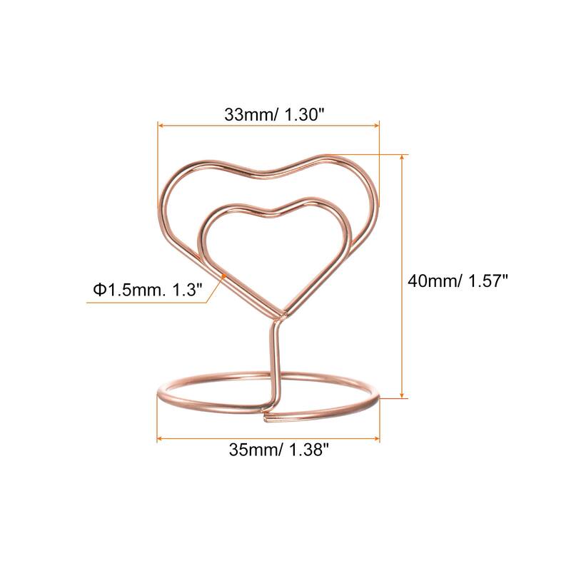 24pcs Table Number Holders 40mm Tall 35mm Base Width Mini Heart - Rose Gold