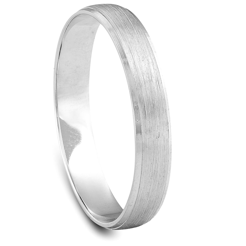 4mm Beveled & Brushed Wedding Band White Gold