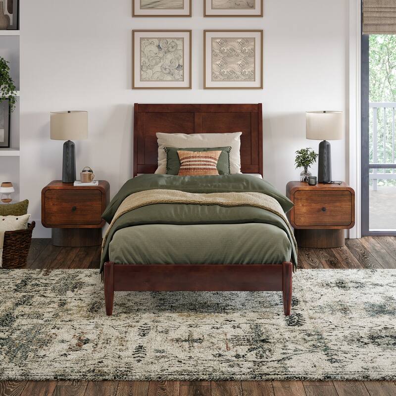 Valencia Solid Wood Low Profile Sleigh Platform Bed