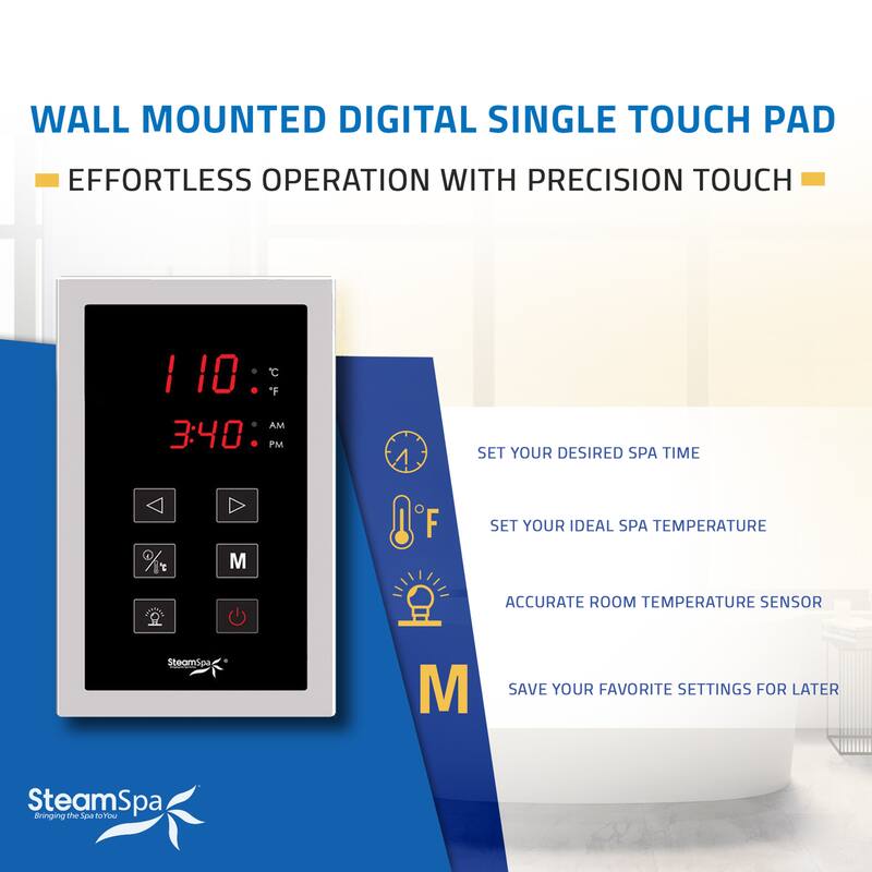 Oasis Series 6000-Watts Steam Generator with Continuous Steam Plus Easy Touch Pad and Auto Drain